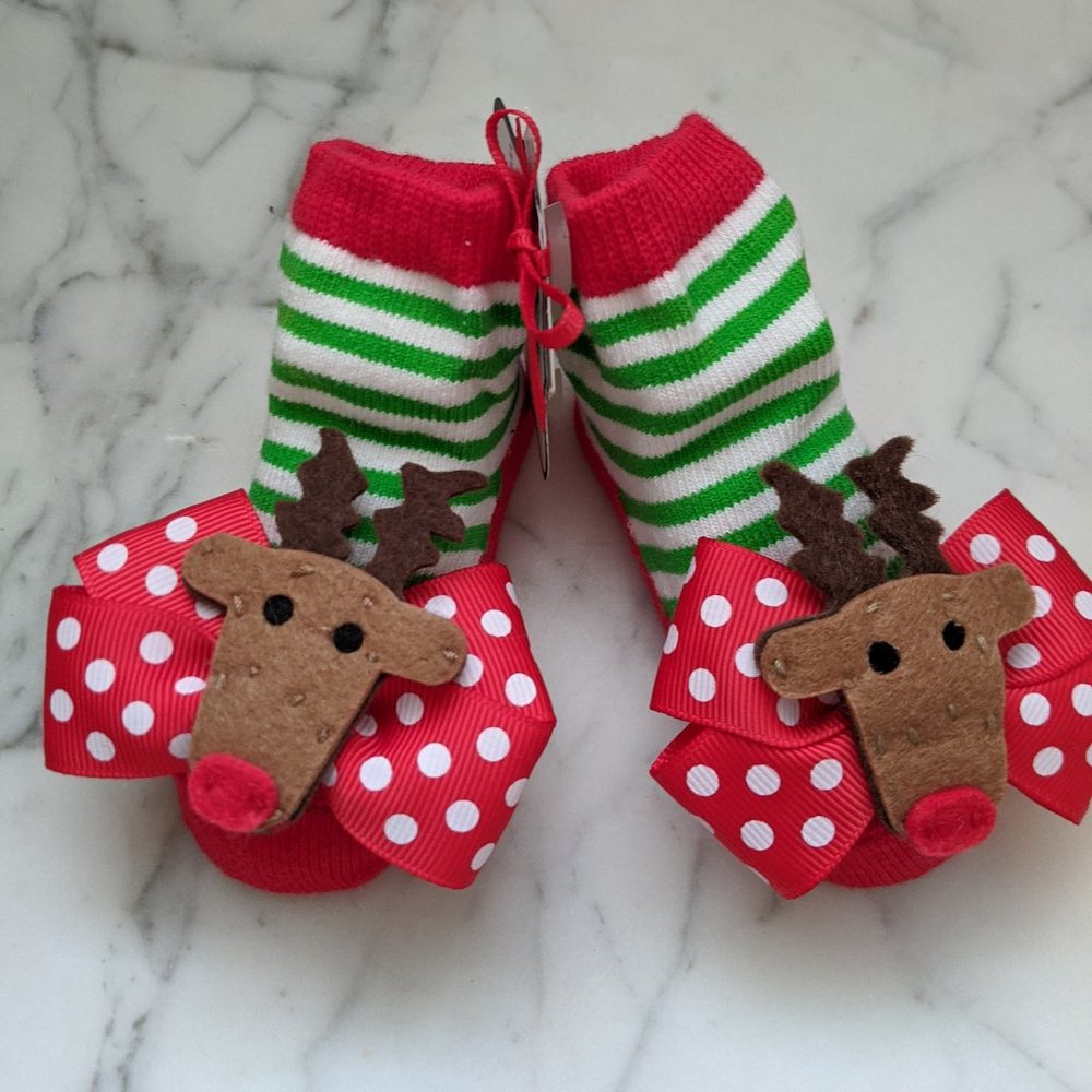 Sold Out Mud Pie Christmas Reindeer Baby Socks
